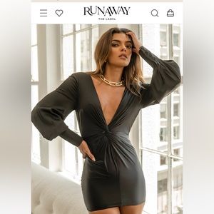 Runaway the label black deep v neck mini dress